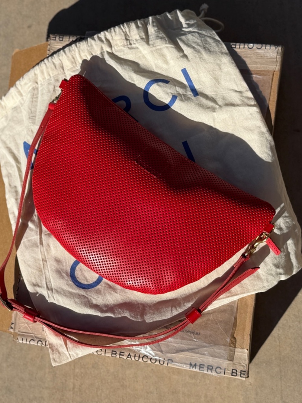 Clare V Grande Fanny Red Tomate Perforated Crossbody Belt Bag Clare V. Vivier - Picture 9 of 10